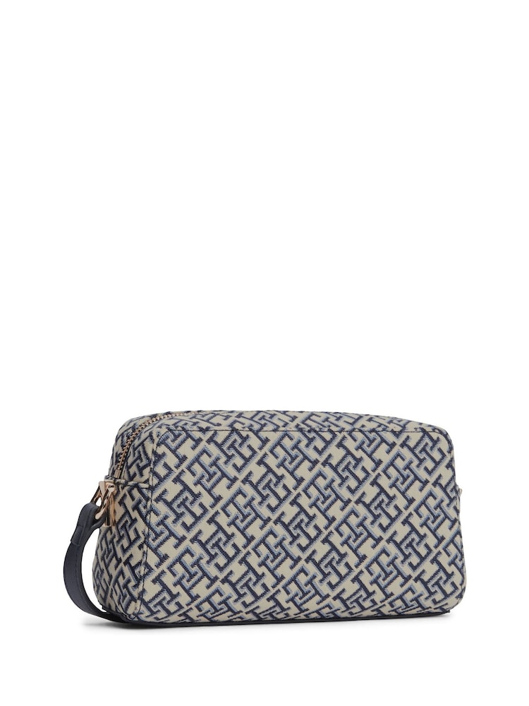 Tommy Hilfiger Blue Monogram Jacquard Crossbody Camera Bag - Image 2 of 4 Tommy Hilfiger Blue Monogram Jacquard Crossbody Camera Bag - Image 2 of 4