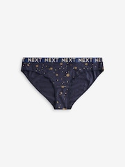 Gold Sparkle/ Green/ Pink Bikini Cotton Rich Logo Knickers 4 Pack - Image 3 of 9