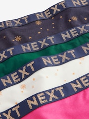 Gold Sparkle/ Green/ Pink Bikini Cotton Rich Logo Knickers 4 Pack - Image 6 of 9