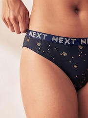 Gold Sparkle/ Green/ Pink Bikini Cotton Rich Logo Knickers 4 Pack - Image 9 of 9