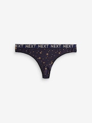 Gold Sparkle/ Green/ Pink Thong Logo Knickers 4 Pack - Image 5 of 9