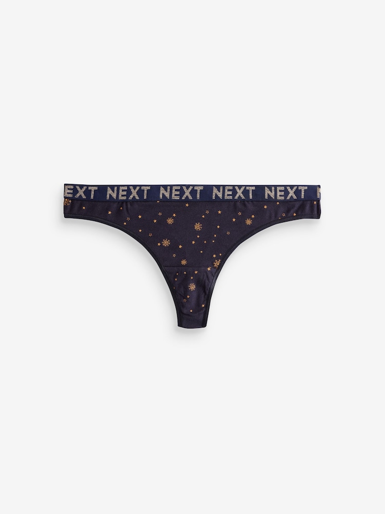 Gold Sparkle/ Green/ Pink Thong Logo Knickers 4 Pack - Image 5 of 9