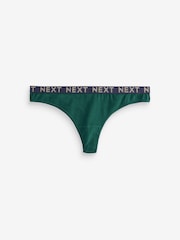 Gold Sparkle/ Green/ Pink Thong Logo Knickers 4 Pack - Image 7 of 9