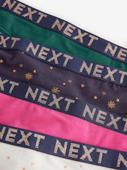 Gold Sparkle/ Green/ Pink Thong Logo Knickers 4 Pack - Image 9 of 9