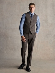 Barbour® Brown Slim Fit Textured Suit Waistcoat - Image 2 of 8