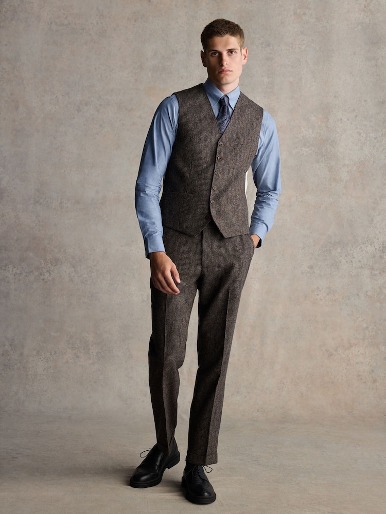 Barbour® Brown Slim Fit Textured Suit Waistcoat - Image 2 of 8