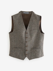 Barbour® Brown Slim Fit Textured Suit Waistcoat - Image 5 of 8