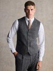 Barbour® Grey Slim Fit Check Suit Waistcoat - Image 1 of 8
