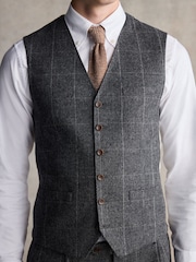 Barbour® Grey Slim Fit Check Suit Waistcoat - Image 3 of 8