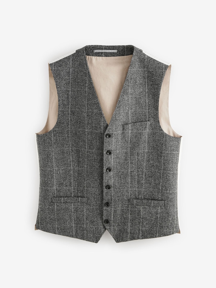 Barbour® Grey Slim Fit Check Suit Waistcoat - Image 5 of 8