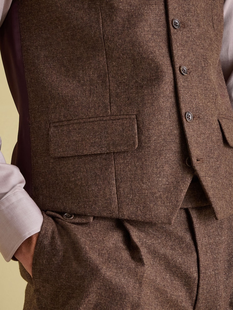 Brown Slim Fit Texture Suit Waistcoat - Image 5 of 5 Brown Slim Fit Texture Suit Waistcoat - Image 5 of 5