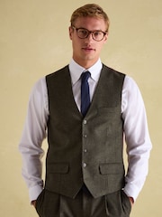 Green Slim Fit Texture Suit Waistcoat - Image 1 of 5