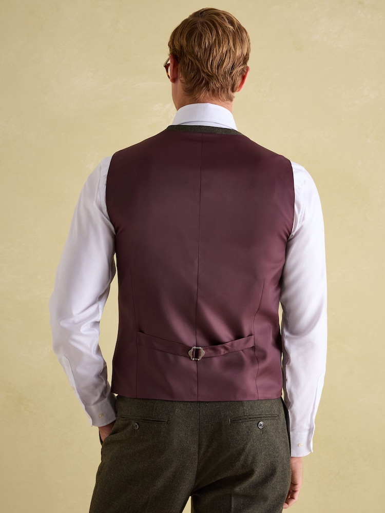 Green Slim Fit Texture Suit Waistcoat - Image 2 of 5