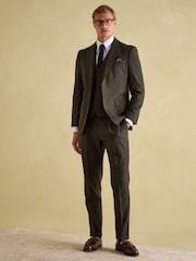 Green Slim Fit Texture Suit Waistcoat - Image 3 of 5
