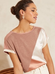 Love & Roses Pink Roll Sleeve T-Shirt - Image 1 of 4