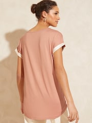 Love & Roses Pink Roll Sleeve T-Shirt - Image 3 of 4