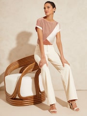 Love & Roses Pink Roll Sleeve T-Shirt - Image 4 of 4
