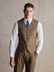 Barbour® Taupe Brown Slim Fit Check Suit Waistcoat - Image 1 of 9