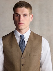 Barbour® Taupe Brown Slim Fit Check Suit Waistcoat - Image 4 of 9