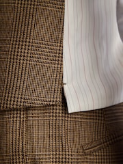 Barbour® Taupe Brown Slim Fit Check Suit Waistcoat - Image 5 of 9