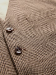 Barbour® Taupe Brown Slim Fit Check Suit Waistcoat - Image 7 of 9