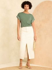Love & Roses Green Sequin Cuff Jersey Top - Image 4 of 4