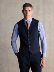 Navy Blue Barbour® Slim Fit Moleskin Suit Waistcoat - Image 1 of 9