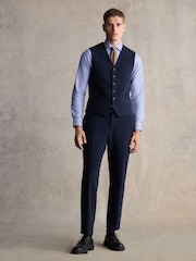 Navy Blue Barbour® Slim Fit Moleskin Suit Waistcoat - Image 2 of 9