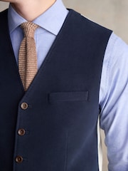 Navy Blue Barbour® Slim Fit Moleskin Suit Waistcoat - Image 4 of 9