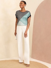Love & Roses Navy Blue Roll Sleeve T-Shirt - Image 4 of 4