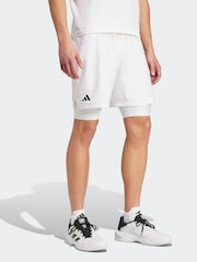 adidas White Tennis Pro AEROREADY Shorts and Inner Shorts Set - Image 1 of 9