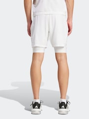 adidas White Tennis Pro AEROREADY Shorts and Inner Shorts Set - Image 2 of 9