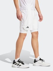 adidas White Tennis Pro AEROREADY Shorts and Inner Shorts Set - Image 3 of 9