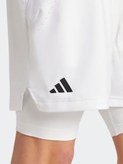 adidas White Tennis Pro AEROREADY Shorts and Inner Shorts Set - Image 6 of 9