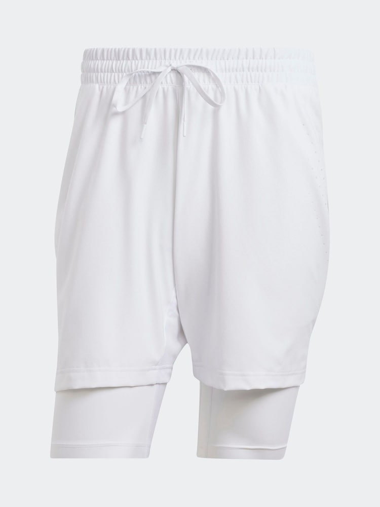 adidas White Tennis Pro AEROREADY Shorts and Inner Shorts Set - Image 9 of 9