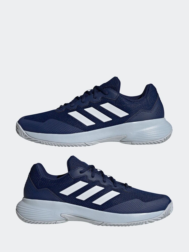 adidas Blue/White Gamecourt 2.0 Tennis Trainers - Image 11 of 11