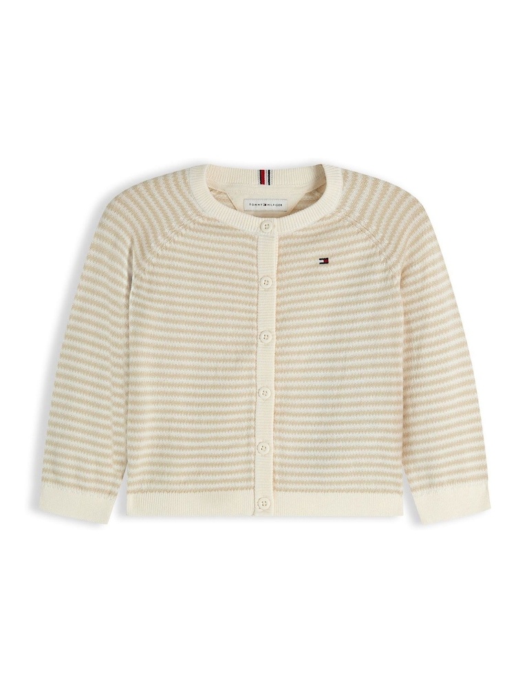 Tommy Hilfiger White Essential Stripe Cardigan - Image 1 of 3 Tommy Hilfiger White Essential Stripe Cardigan - Image 1 of 3