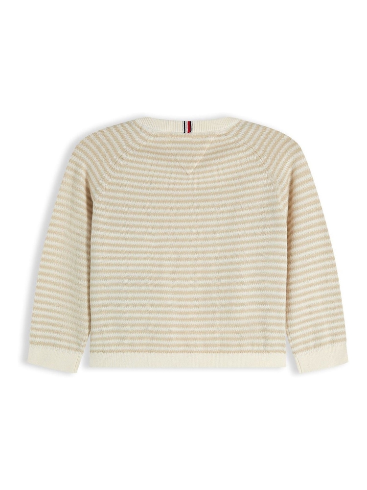 Tommy Hilfiger White Essential Stripe Cardigan - Image 2 of 3 Tommy Hilfiger White Essential Stripe Cardigan - Image 2 of 3