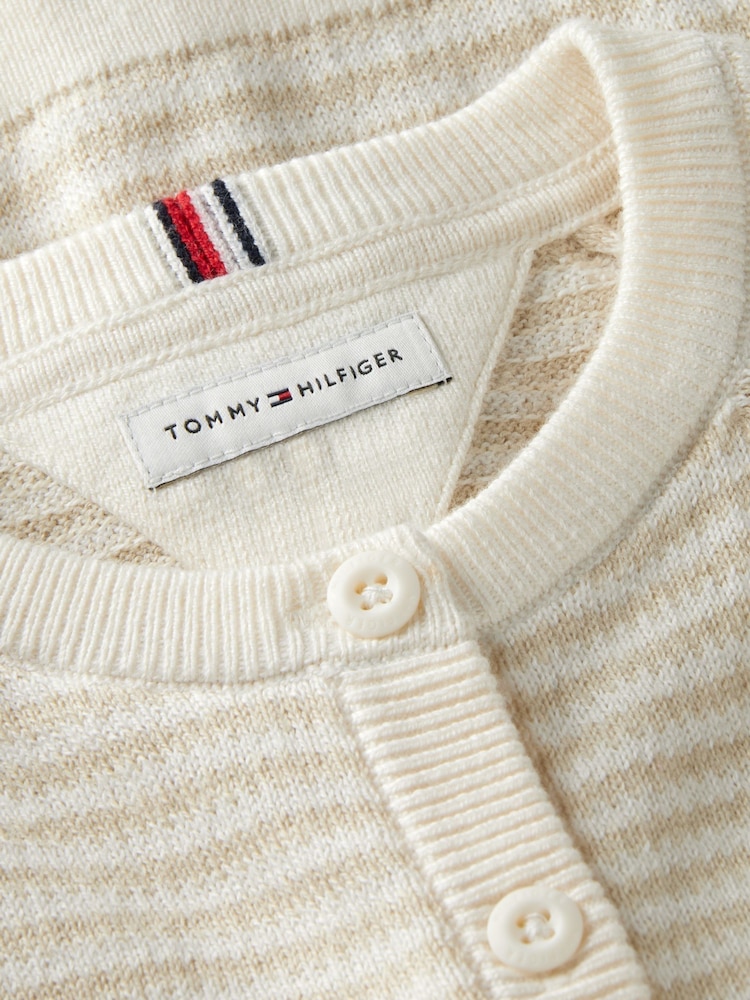 Tommy Hilfiger White Essential Stripe Cardigan - Image 3 of 3 Tommy Hilfiger White Essential Stripe Cardigan - Image 3 of 3