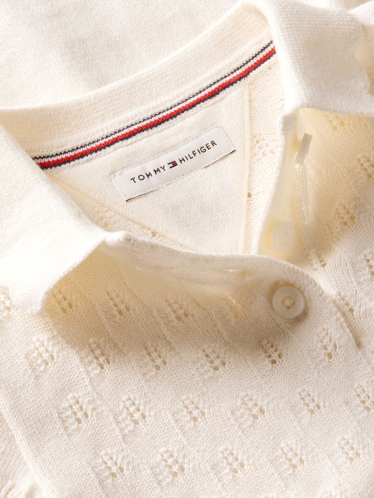 Tommy Hilfiger White Pointelle Fit And Flare Dress - Image 3 of 3 Tommy Hilfiger White Pointelle Fit And Flare Dress - Image 3 of 3