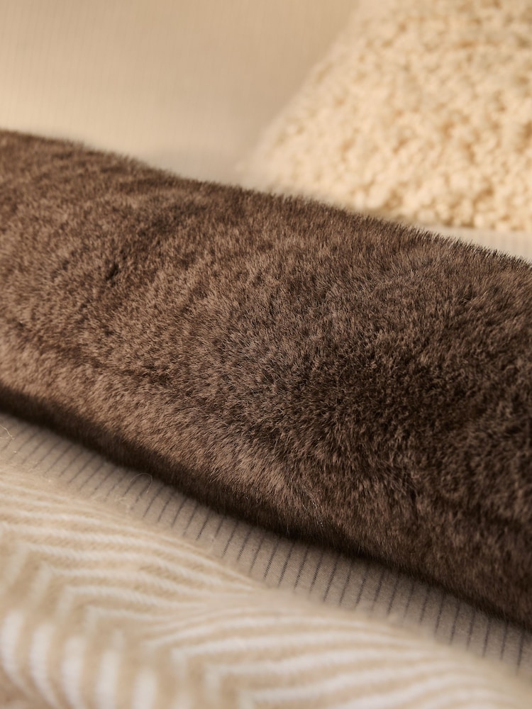 Brown Faux Fur Long Hot Water Bottle - Image 2 of 3 Brown Faux Fur Long Hot Water Bottle - Image 2 of 3