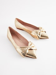 Gold - Forever Comfort® Spitze Ballerinas mit Schleife - Image 3 of 7