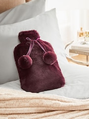 Plum Purple Faux Fur Hot Water Bottle - Image 1 of 3