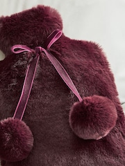 Plum Purple Faux Fur Hot Water Bottle - Image 3 of 3