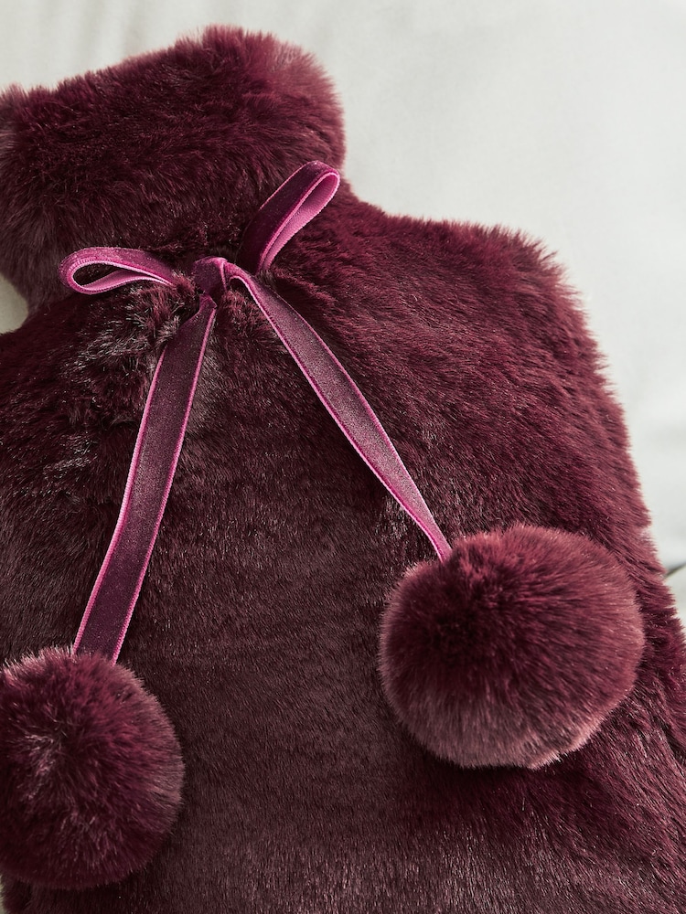 Plum Purple Faux Fur Hot Water Bottle - Image 3 of 3 Plum Purple Faux Fur Hot Water Bottle - Image 3 of 3