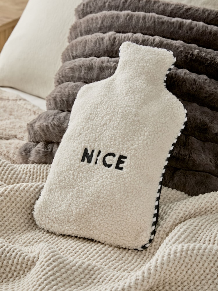Black/White Borg Naughty or Nice Reversible Hot Water Bottle - Image 1 of 6