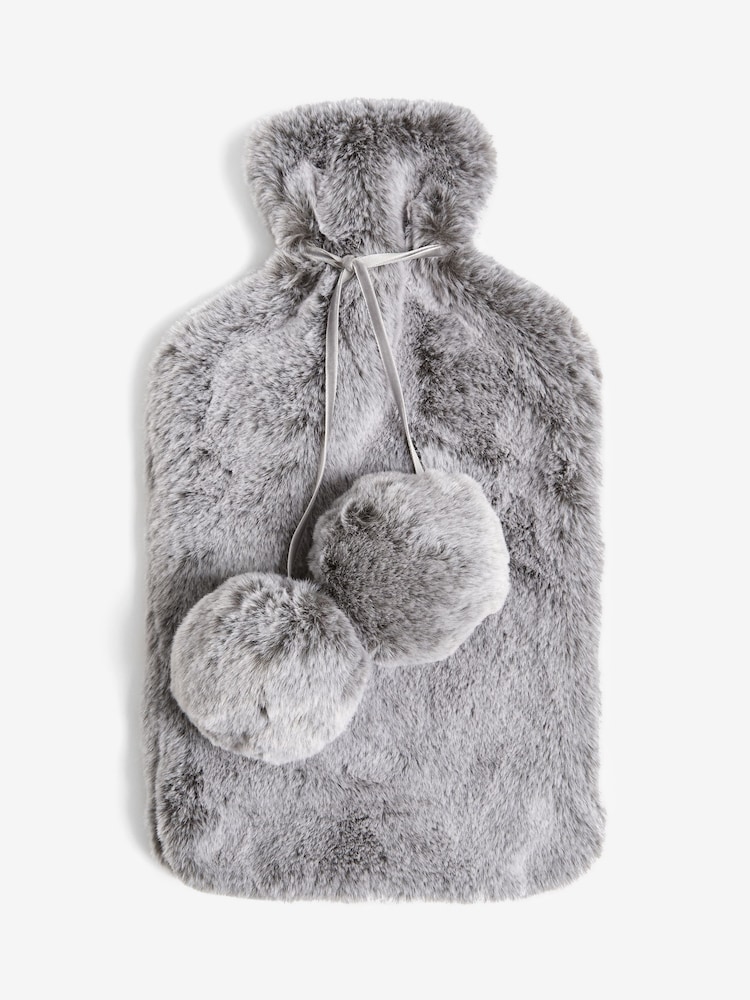 Grey Faux Fur Hot Water Bottle - Image 2 of 4 Grey Faux Fur Hot Water Bottle - Image 2 of 4