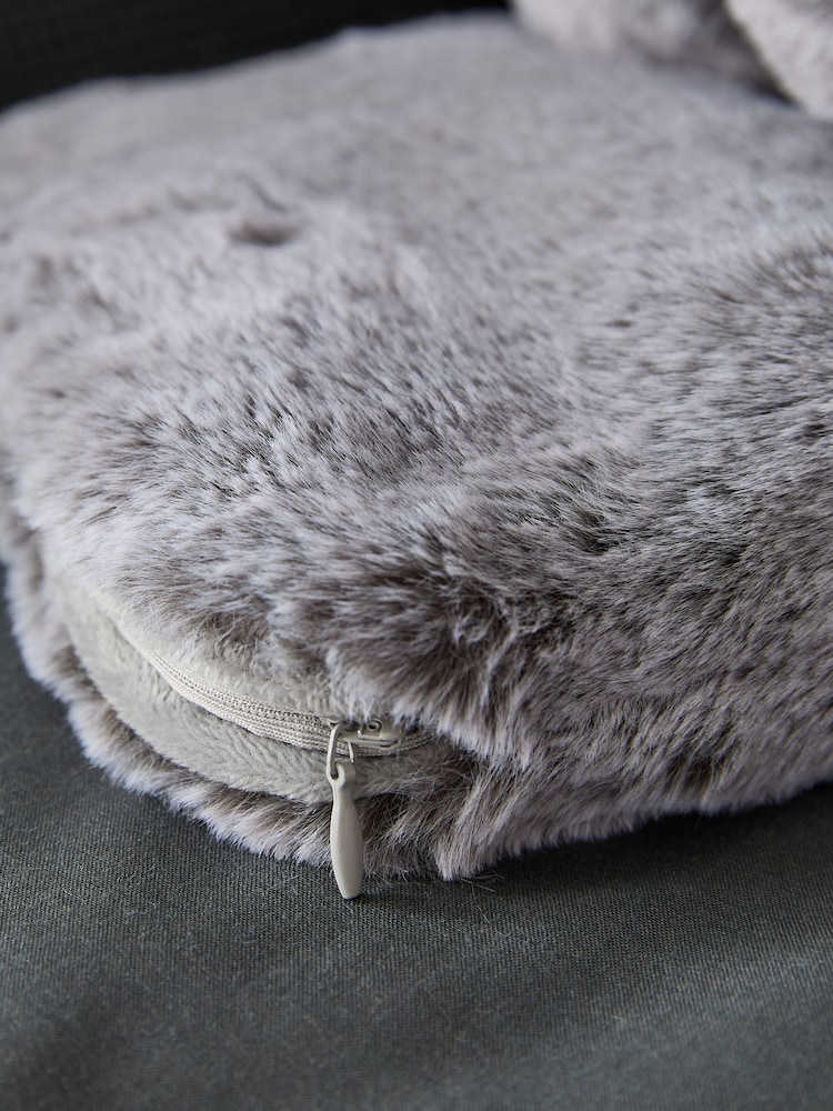 Grey Faux Fur Hot Water Bottle - Image 4 of 4 Grey Faux Fur Hot Water Bottle - Image 4 of 4