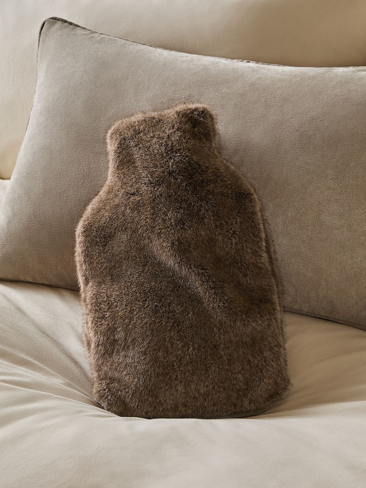 Brown Faux Fur Hot Water Bottle - Image 1 of 3 Brown Faux Fur Hot Water Bottle - Image 1 of 3