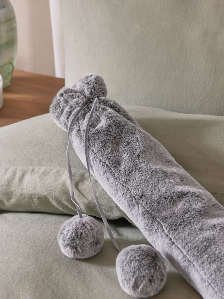 Grey Faux Fur Long Hot Water Bottle - Image 2 of 3
